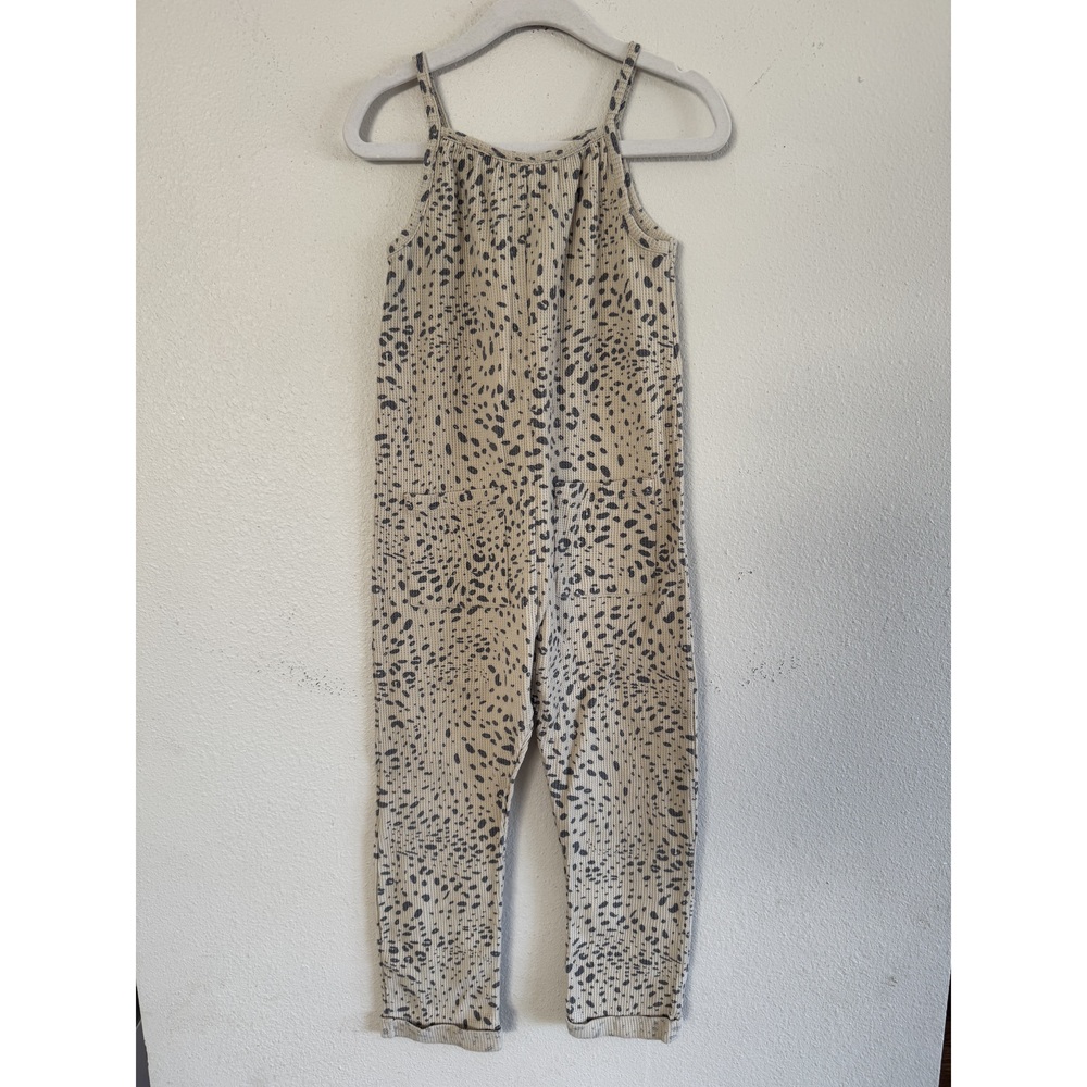 Grayson Mini Kids Size 5T Beige and Black Spotted Jumpsuit